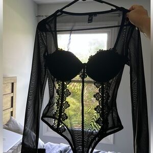 WINDSOR mesh black lace bodysuit